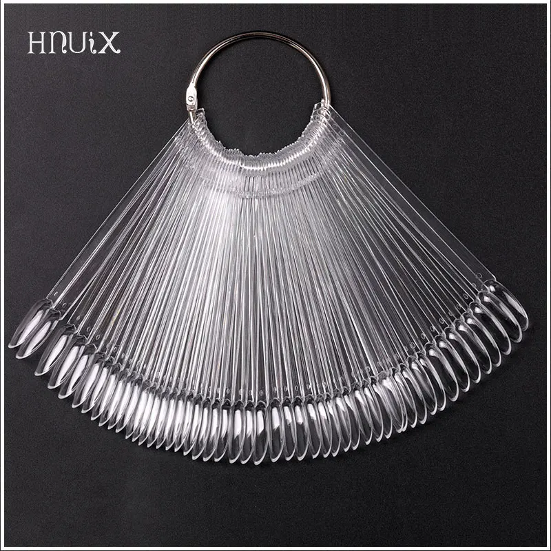 

50PCS White / Clear False Nail Tips Billboard Fan-Shaped Varnish Color Card Manicure Nail Art Practice Show Display Tools