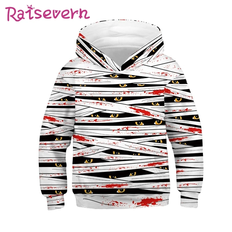 Толстовки с капюшоном для мальчиков и девочек на Хэллоуин детская толстовка