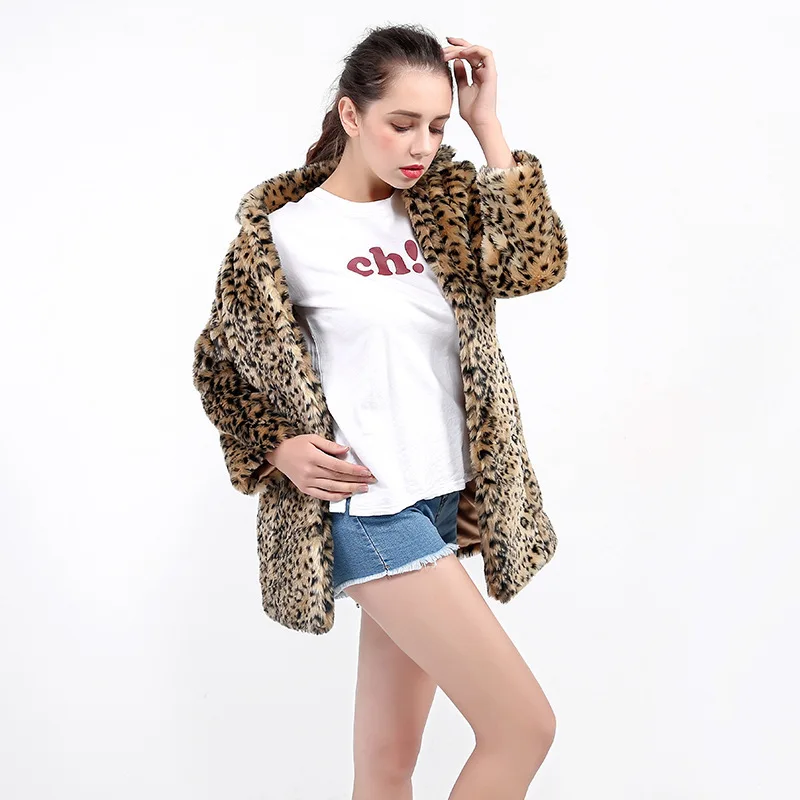 Fall Faux Fur 2023 Coat Female Leopard Print Women's Winter Long Jacket Artificial Fur Coat Manteau Femme Hiver KJ998
