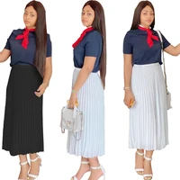 ar5391 european and american 2021 sexy womens clothing fashion temperament pure color casual pleated skirt half length skirt