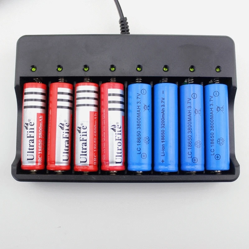

Lithium battery charger gtf 18650, 8 spaces, li-ion, battery loading, loading pattern, 8 independent chargers