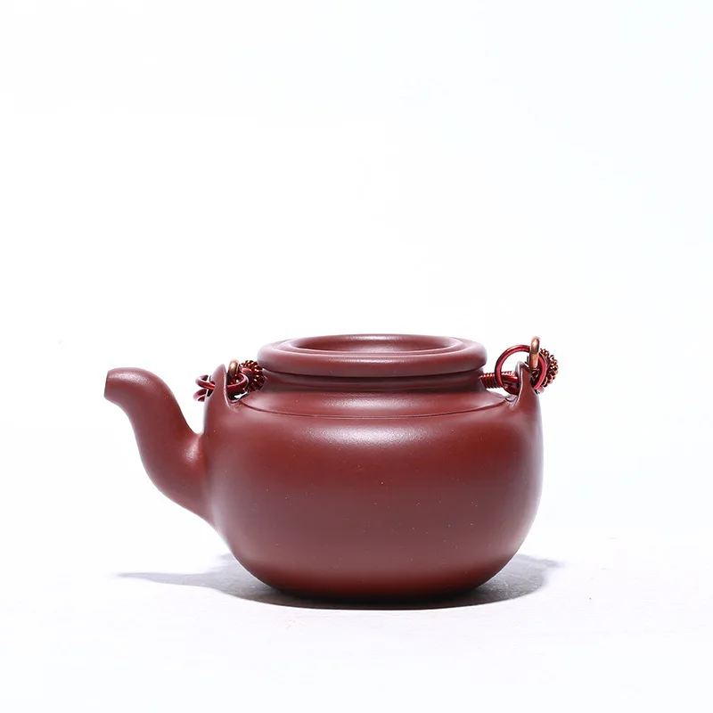 

Yixing Dark-red Enameled Pottery Teapot Raw Ore Purple Mud Egg Package Handle Infusion Of Tea Kettle Kung Fu Tea Have Suit