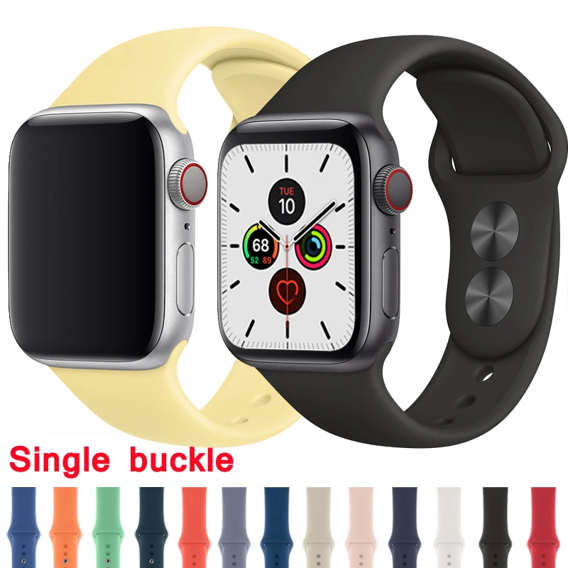 Спортивный силиконовый ремешок для Apple watch 44 мм 40 correa 42 38 iwatch series 5 4 3 браслет