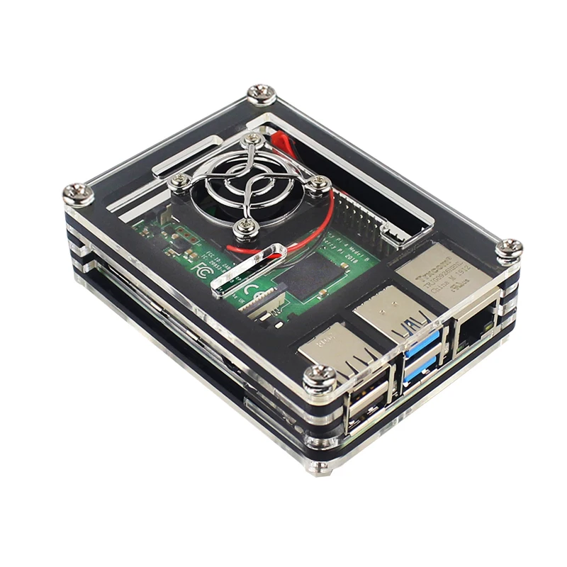Акриловый чехол для Raspberry Pi 4B 9 Слои коробка черный корпус с охлаждающим