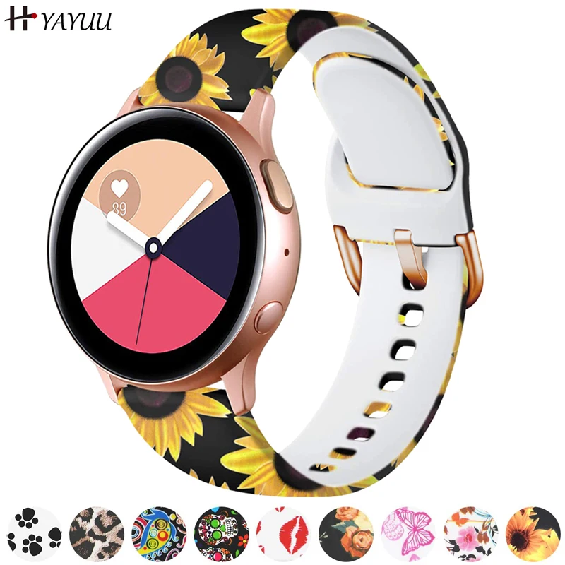 

YAYUU цветочный ремешок для Samsung Galaxy Watch Active 2 40 мм/44 мм женские 20 мм Мягкие силиконовые сменные полосы для Galaxy Watch 4