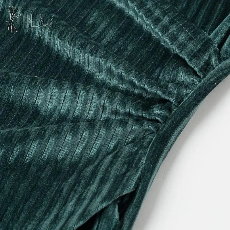 NLW сексуальное Бархатное облегающее платье с v-образным вырезом женское