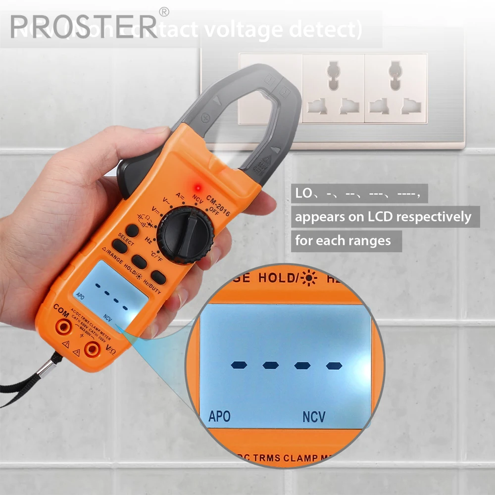 

Proster Digital Clamp Meter TRMS 6000counts 600A Current AC/DC NCV Continuity Capacitance Resistance Frequency Diode Multimeter