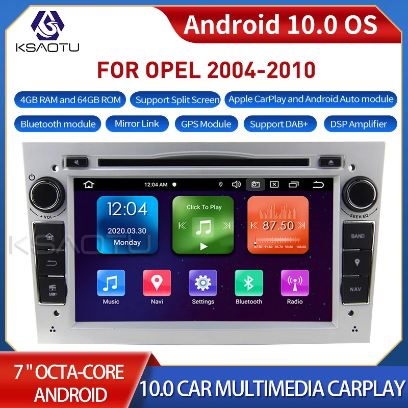 

KSAUTO 7060 Silver 7" 8-Core Android 10.0 Car Stereo Carplay DSP DAB+ GPS WiFi USB DVB-T 4G TPMS Canbus OBD2 For OPEL cars