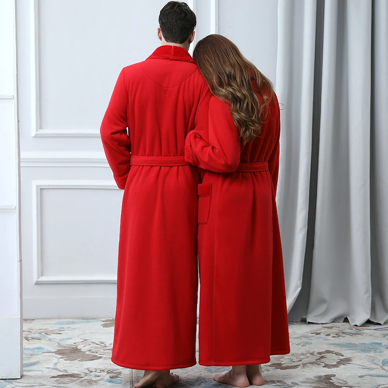 Халат фланелевый для мужчин и женщин очень длинный теплый халат из плотного