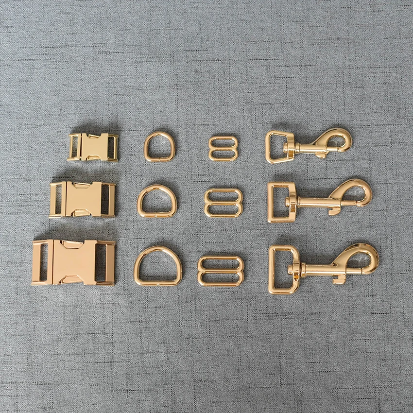 

10 Sets 15mm 20mm 25mm Pet Dog Collar Paracord Metal D Ring Slider Belt Loop Breakaway Release Buckle Handmade Accessory Harness