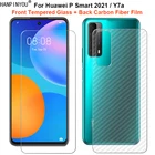 Для Huawei P Smart 2021  Y7a 6,67 дюйма 1 комплект = мягкая задняя пленка из углеродного волокна + ультратонкое прозрачное закаленное стекло для переднего экрана