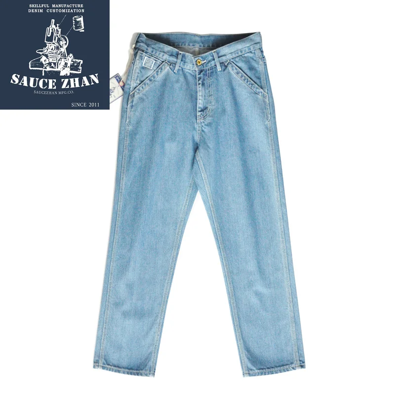 Мужские джинсы до щиколотки sauzezhan синие в стиле панк модные брендовые | Мужская