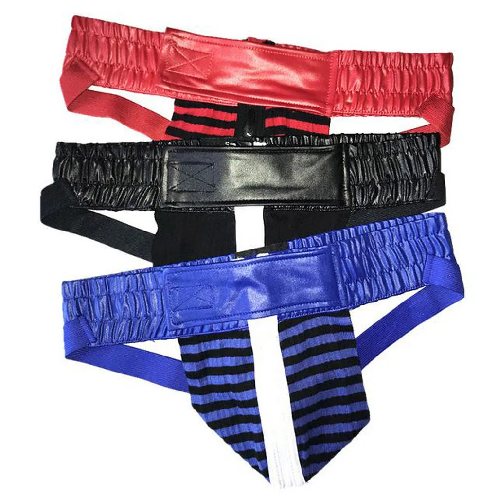 Мужские стринги с мешочком для пениса белые бандажные на молнии бандаж