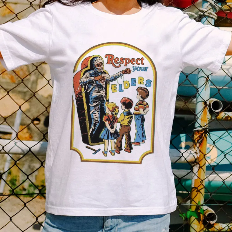 

Summer 2021 Vintage Harajuku Funny Aesthetics White Couple T-Shirt Women Fashion Casual Print Short Sleeve Tops