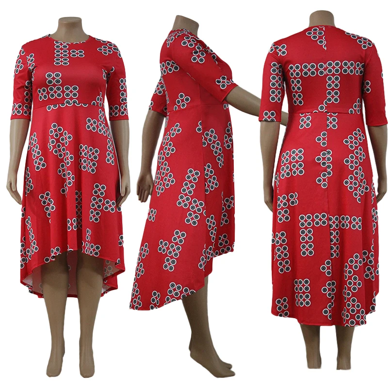 

Women Dress O-Neck Half Sleeve Dress Sexy Fashion Night Club Party Plus Size Loose Print Dresses L-4XL