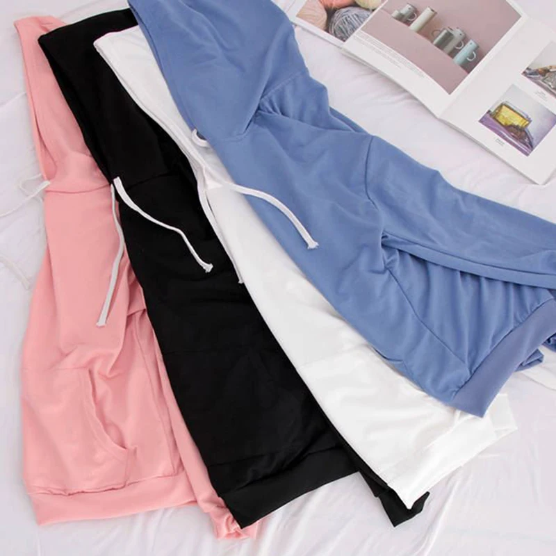 Однотонные толстовки с капюшоном женские большого размера большими карманами в