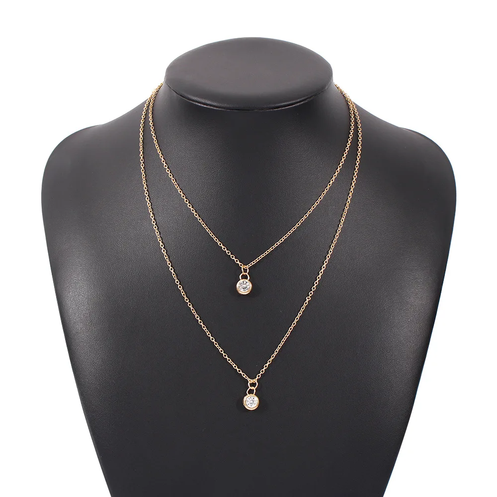 

Exquisite simple diamond necklace women fashion sexy multi-layer pendant cold wind clavicle chain
