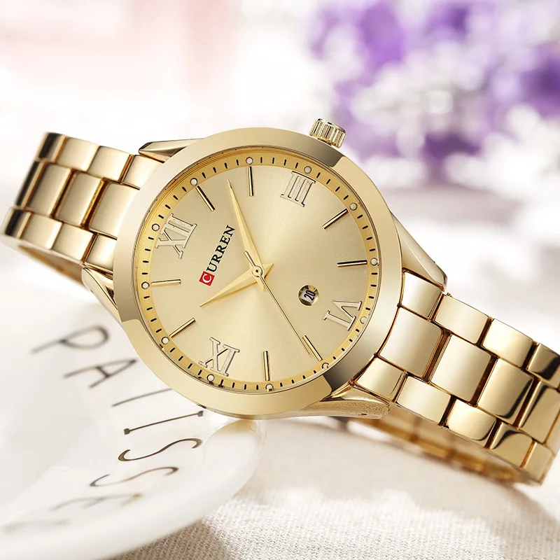 

CURREN Simple Fashion Stainless Steel Analog Quartz Wrist Watch Calendar Female Dress Watch Women Clock Relogio Feminino