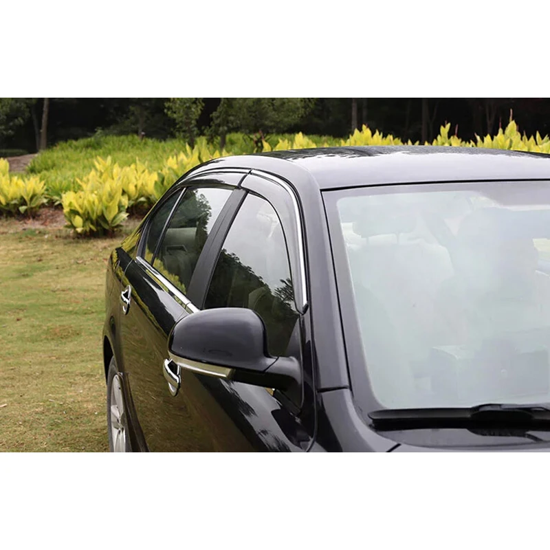 High quality 4 Piece Injection molding trim vent shade rain sun wind deflector window visor for Scorpio 2013-2017 | Автомобили и