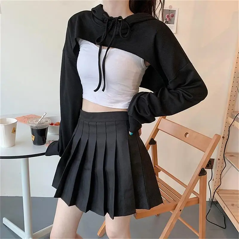 Women Long Sleeve Hoodies Sweatshirt Solid Color Oversized Loose Crop Top Casual Sweatshirt Streetwear Sudaderas Con Capucha