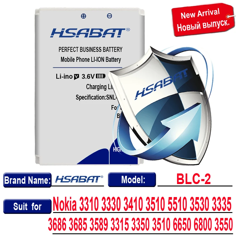 BLC-2 HSABAT Батарея для Nokia BL-4B BL-4D BL-4C BL-4CT BL-4U BL-5B BL-5BT BL-5C BL-5CT BL-5J BP-5M BP-6X BL-6Q BLC-2 BLD-3 BLB-2 - Цвет: BLC-2