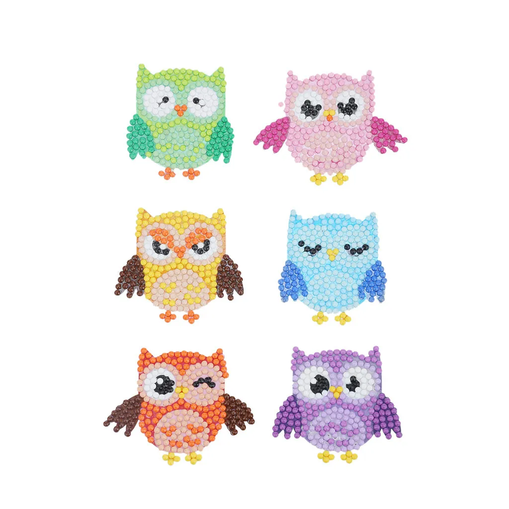 6Pcs DIY Sticker 1/5, 6 штук в партии, полностью своими руками специальные алмазов картина брелок мультфильм стикер "Сова" Для женщин сумка подвеска брелок ювелирный кольцо для ключей подарки - Цвет: 6Pcs DIY Sticker
