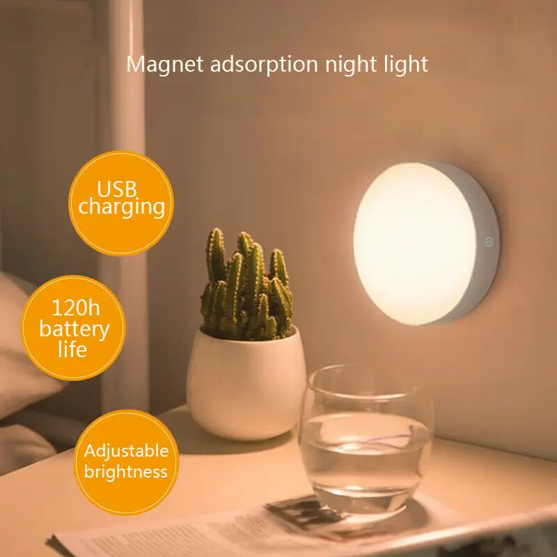 PIR Motion Sensor LED Night Light Magnetic Wall Sticker Adsorption Lamp for Aisle Bedroom Kitchen Wardrobe Cabinet Home Decor