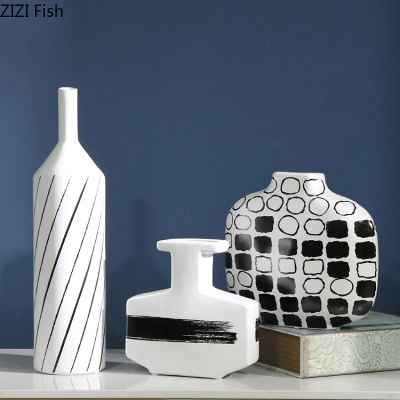 

Ceramic Vase Geometric Abstraction Line Flower Vase Flower Arrangement Ceramic Handicraft Ornaments Modern Home Decoration