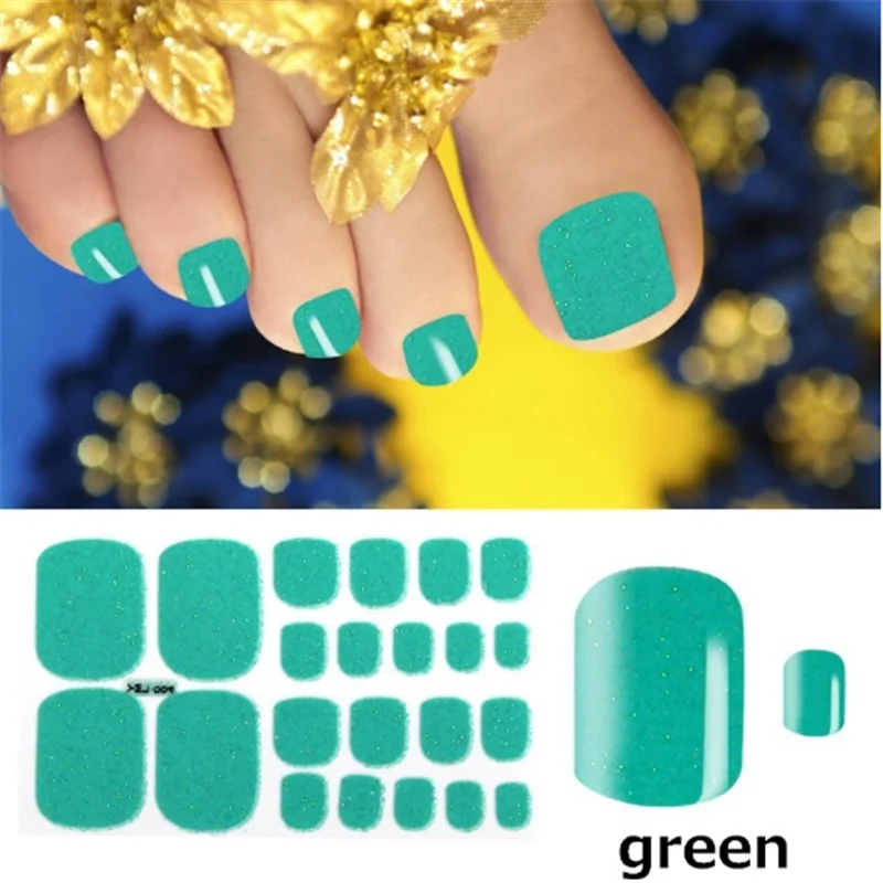 toenails green 1 лист полное покрытие носок дизайн ногтей Блеск Toenail стикер сверкающие наклейки ступни темно-розовый сексуальный Летний стиль Маникюр Прямая поставка - Цвет: toenails green