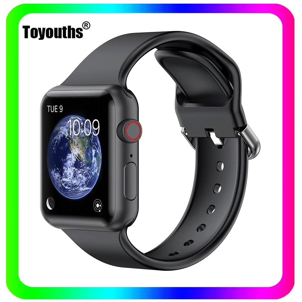 

Soft Silicone Band Compatible for Apple Watch Series Breathable Sport Wrist Strap 42mm 38mm Watchband for iWatch SE 6/5/4/3/2/1