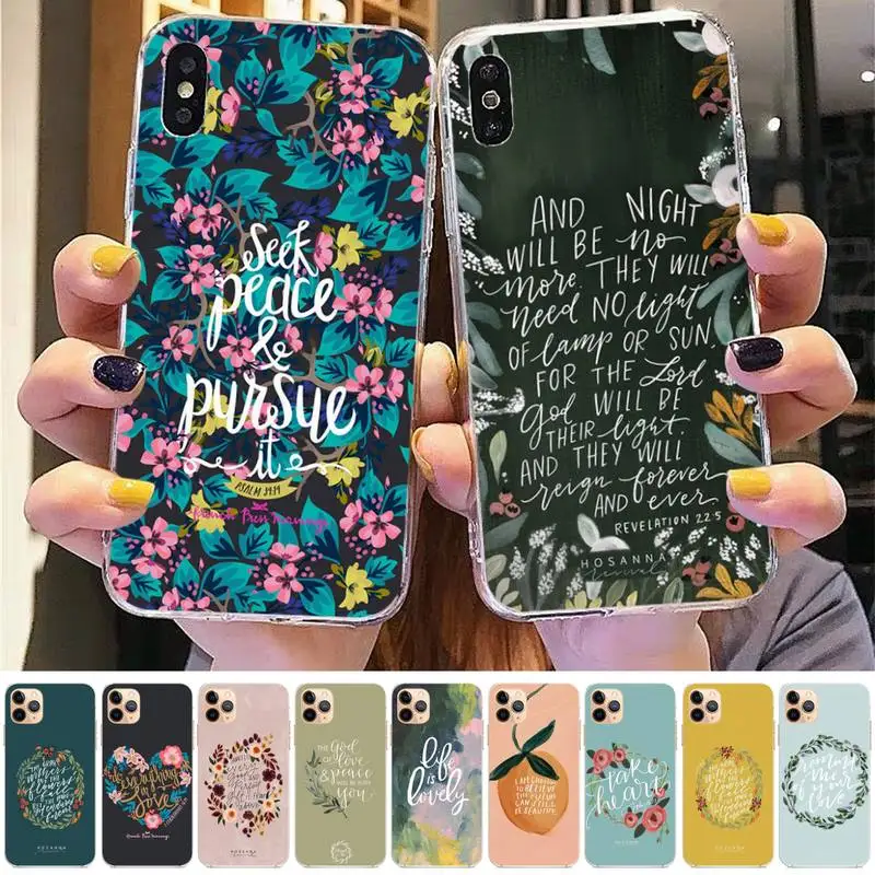 

bible Quotes Phone Case for iphone 13 8 7 6 6S Plus X 5S SE 2020 XR 11 12mini pro XS MAX