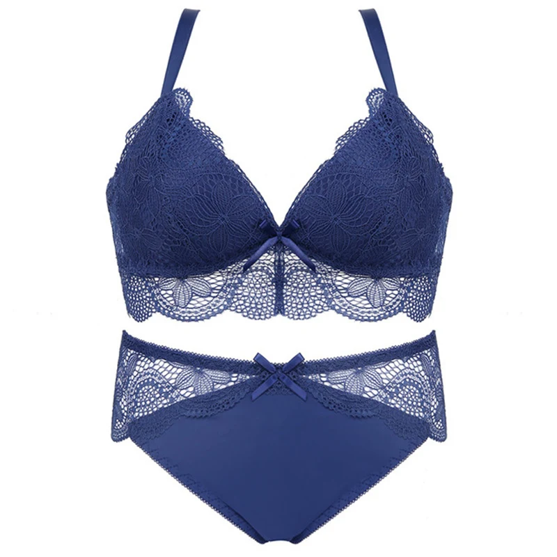 Комплект женского нижнего белья бюстгальтер пуш ап с глубоким треугольным