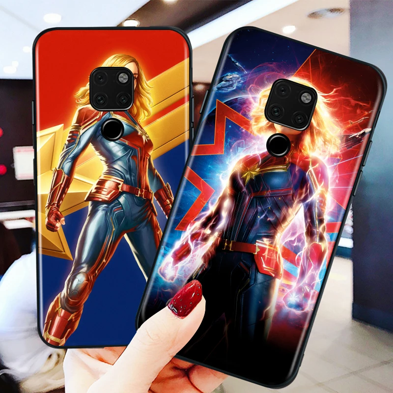 

Marvel hero Captain Marvel for huawei Mate 10 20 30 40 Lite Pro X Lite RS Plus TPU Black Phone Case