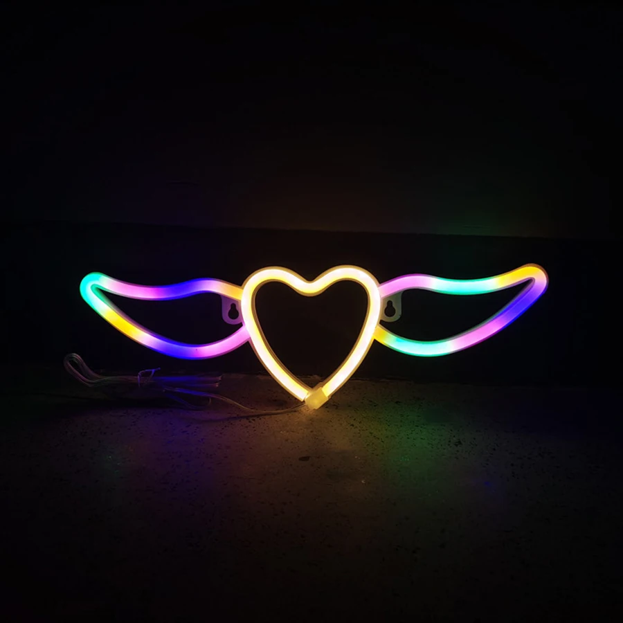 Неоновые светодиодсветодиодный светильники в форме крыльев Ангела декоративная