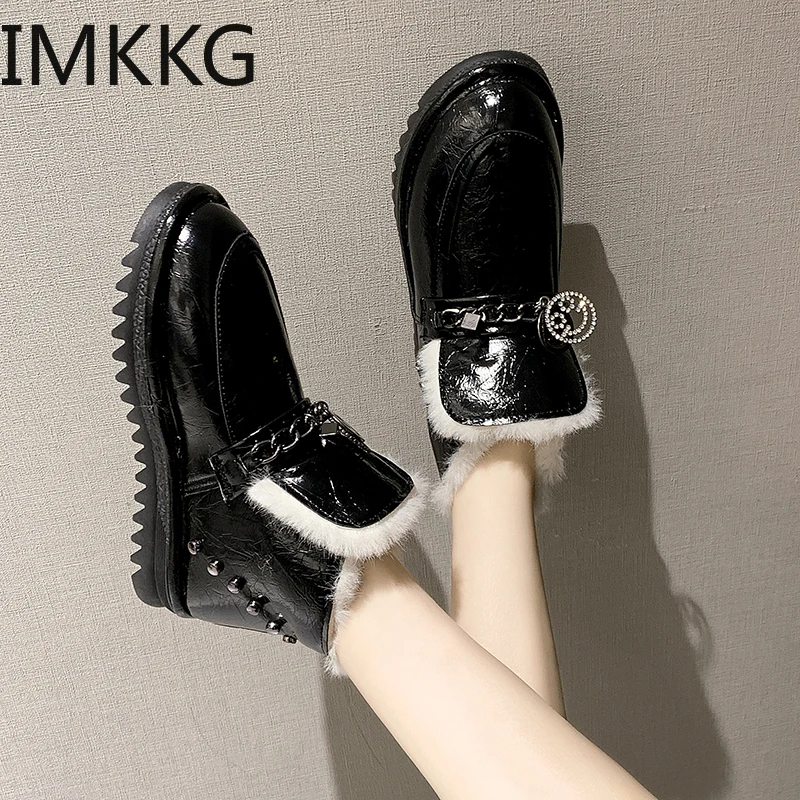 Женские зимние ботинки на меху непромокаемые повседневные ботильоны плоской