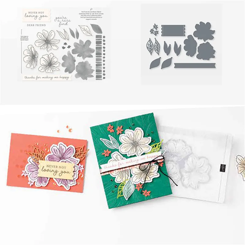 

Metal Cutting Dies and Stamps For DIY Scrapbooking Photo Album Decor Die Cut Embossing Paper Card Crafts Making Clear Stamps