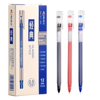 12pcs vintage gel pen ballpoint 0 5mm transparent triangle body various color pens writing test office school supplies h6873