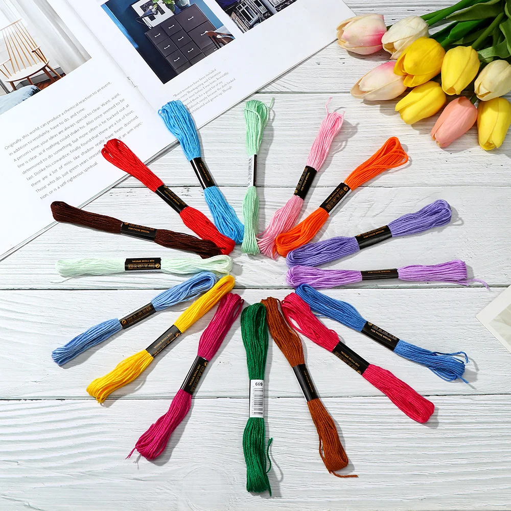 

Multicolor Cross stitch thread Skein Kit Embroidery Sewing Skeins DIY Bracelet braided Handmade Sewing Tool 6 Strands each skein