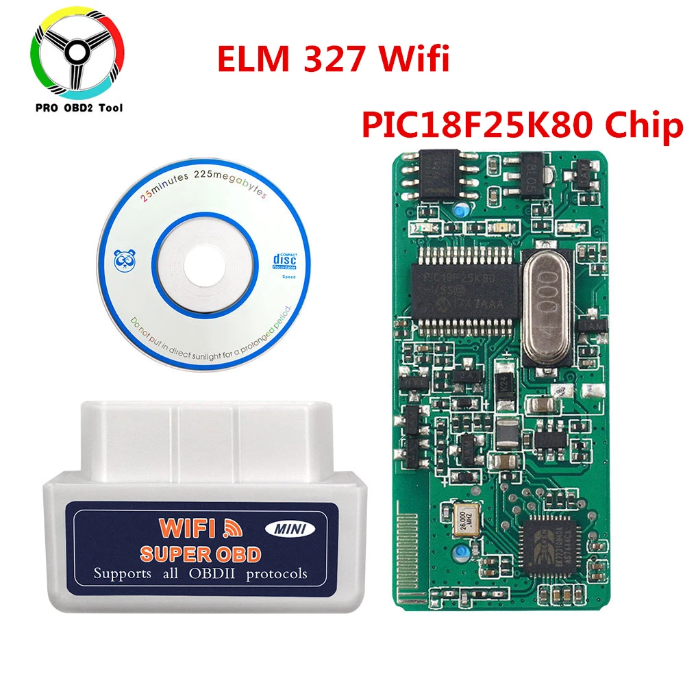 Супер Мини ELM327 Wifi V1.5 OBD2 PIC18F25K80 чип ELM 327 OBDII диагностические инструменты для