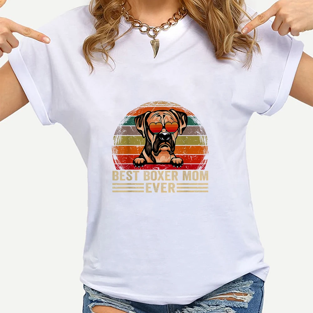 

Best Boxer Mom Women Trendy Clothes Dog Casual Summer T-Shirts Kawaii Harajuku Y2k Brazil Fashion Young Casual Hipster Wholesale