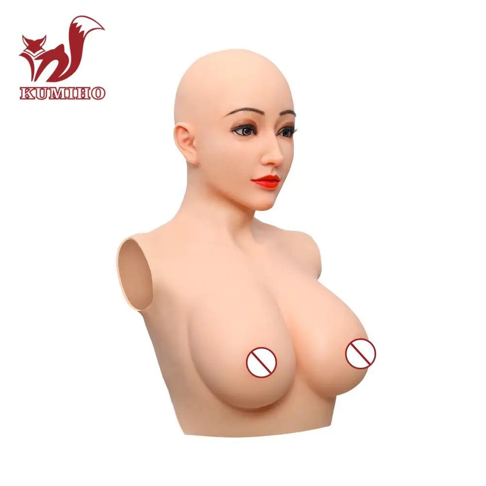 

KUMIHO Silicone boobs D Cup Alice style fake chest with full head mask cosplay costume for drag queen shemale