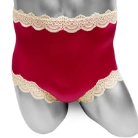 silk feel sissy lace lingerie briefs underwear for male softy shiny fashion coloe gay crossdressing bikini underpants