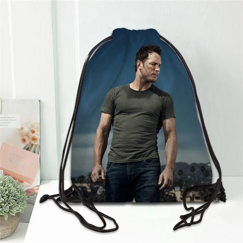 

Hot Chris Pratt Printed backpack drawstring bag satin soft shoe bags to school custom Logo bags for women