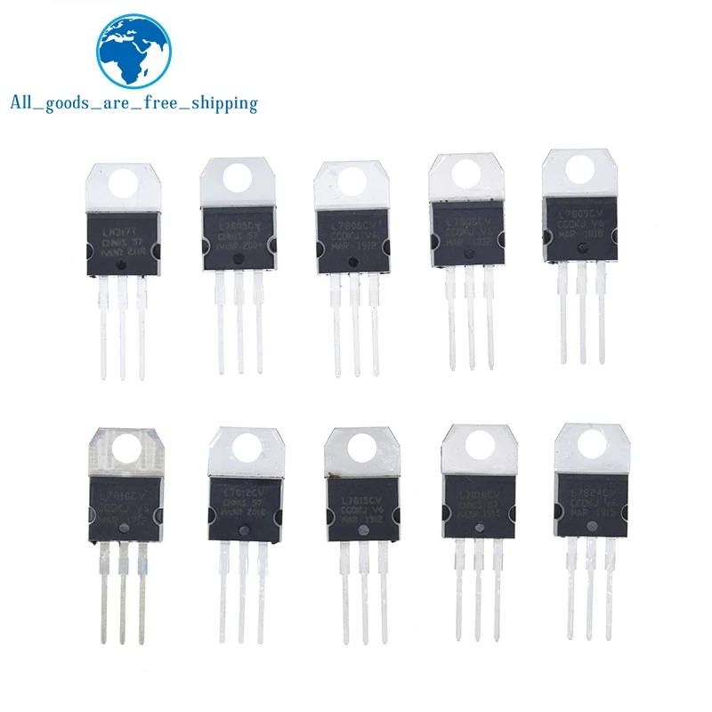 10 шт. LM317T L7805 L7806 L7808 L7809 L7910 L7812 L7815 L7818 L7824 L7915 Новый и оригинальный чипсет IC TO-220 L7805CV |