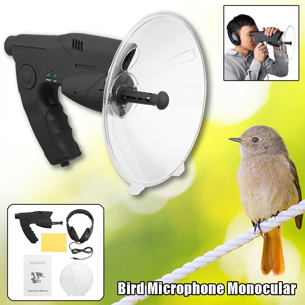 

8X Magnification Sound Amplifier Ear Bionic Birds Recording Watcher with Headphones Watcher Outdoor Tools Listening Bird Tool