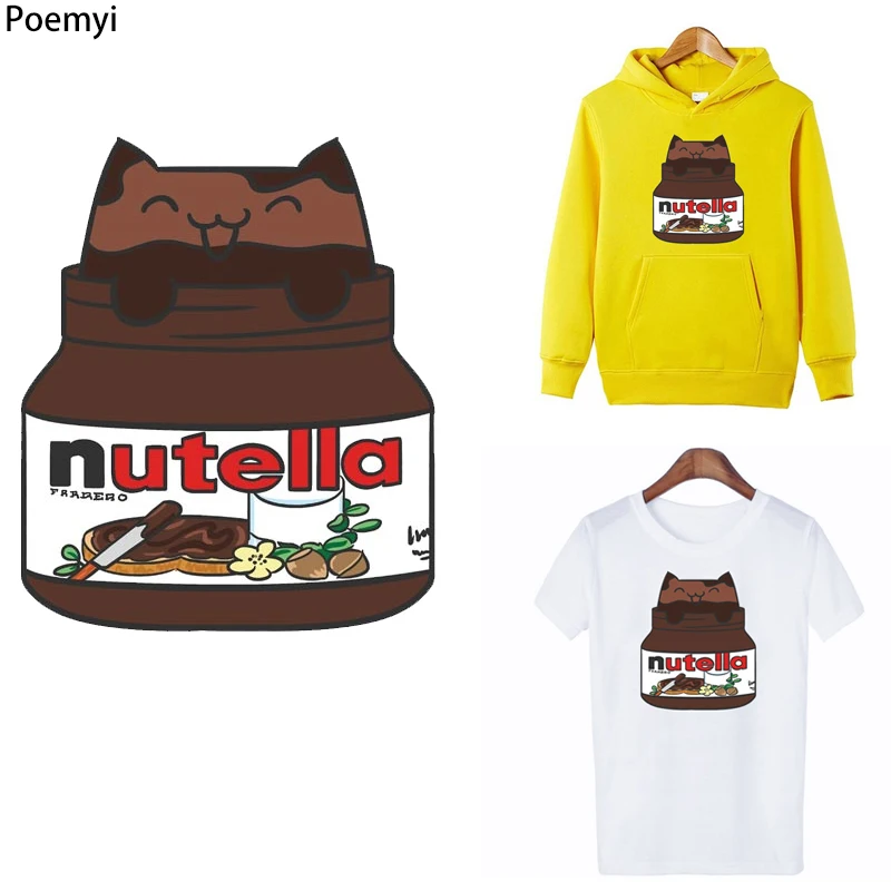 

Nutella Cute Cat Iron-on Transfers for Clothing Thermoadhesive Patches on Clothes T-shirt Themal Stickers Applique on Clothes