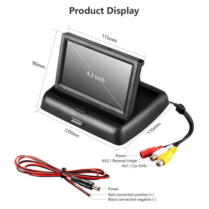 

Develuck Car Monitor Rearview Camera Parking System TFT LCD Display 4.3 '' Foldable for Backup Reverse Oversee and Support DVD
