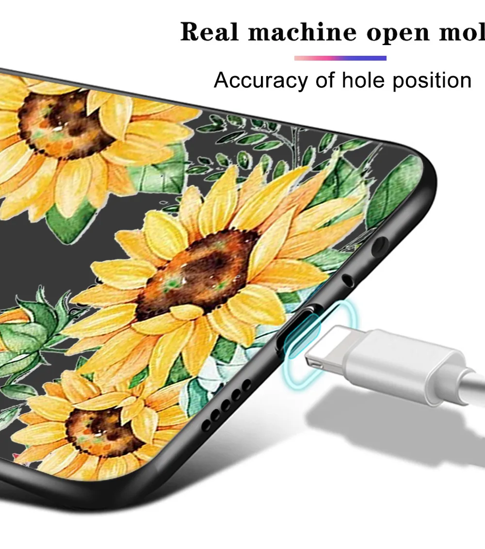

Colorful Flower Case For Xiaomi Redmi Note 9 8 7 10X 8T 6 Pro Mi Note 10 9 8 9T Pro SE A3 A2 Lite F1 Phone Cases Black TPU Cover