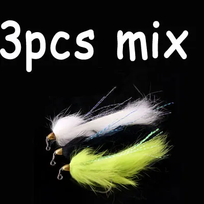 mix color 3pcs 3 шт. зеленый черный, белый цвет конус Медь шарик голова бас Щука Стример Летать форель мух для рыбалки рыболовные приманки 1/0 Абердин рыболовный крючок - Цвет: mix color 3pcs
