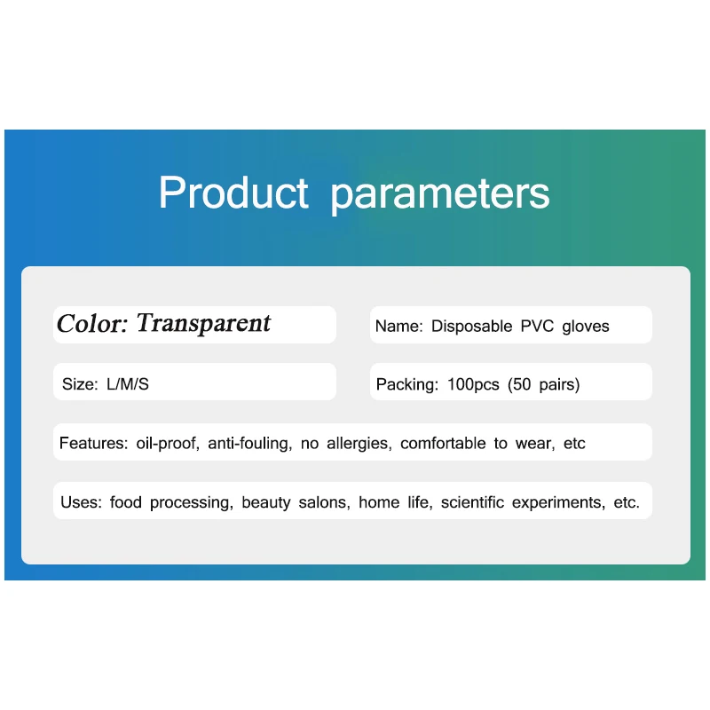 

100pcs/lot Disposable Latex Gloves Transparent Non-Slip PVC Gloves Dishwashing/Kitchen Household Cleaning Universal